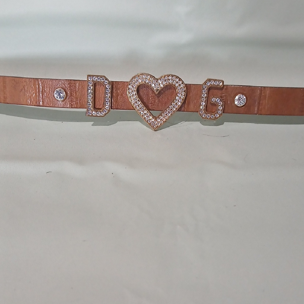 💎 Dolce & Gabbana Brown Leather Crystal Logo Choker | D❤️G Glam 16"
